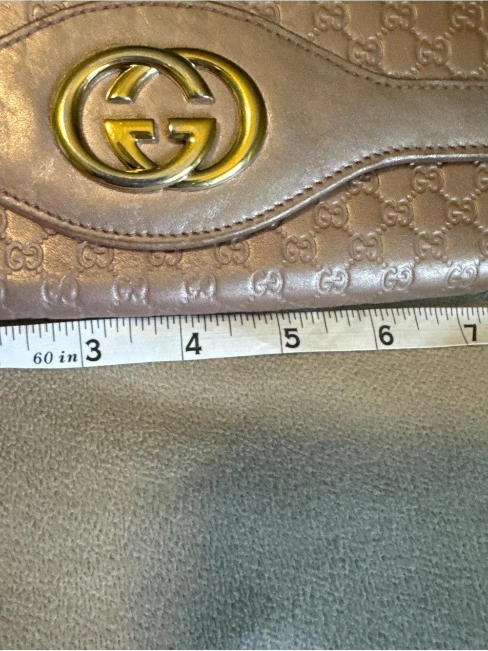 Gucci Guccissima Metallic Pink GG Continental Wallet Gold Logo Leather - Picture 15 of 16